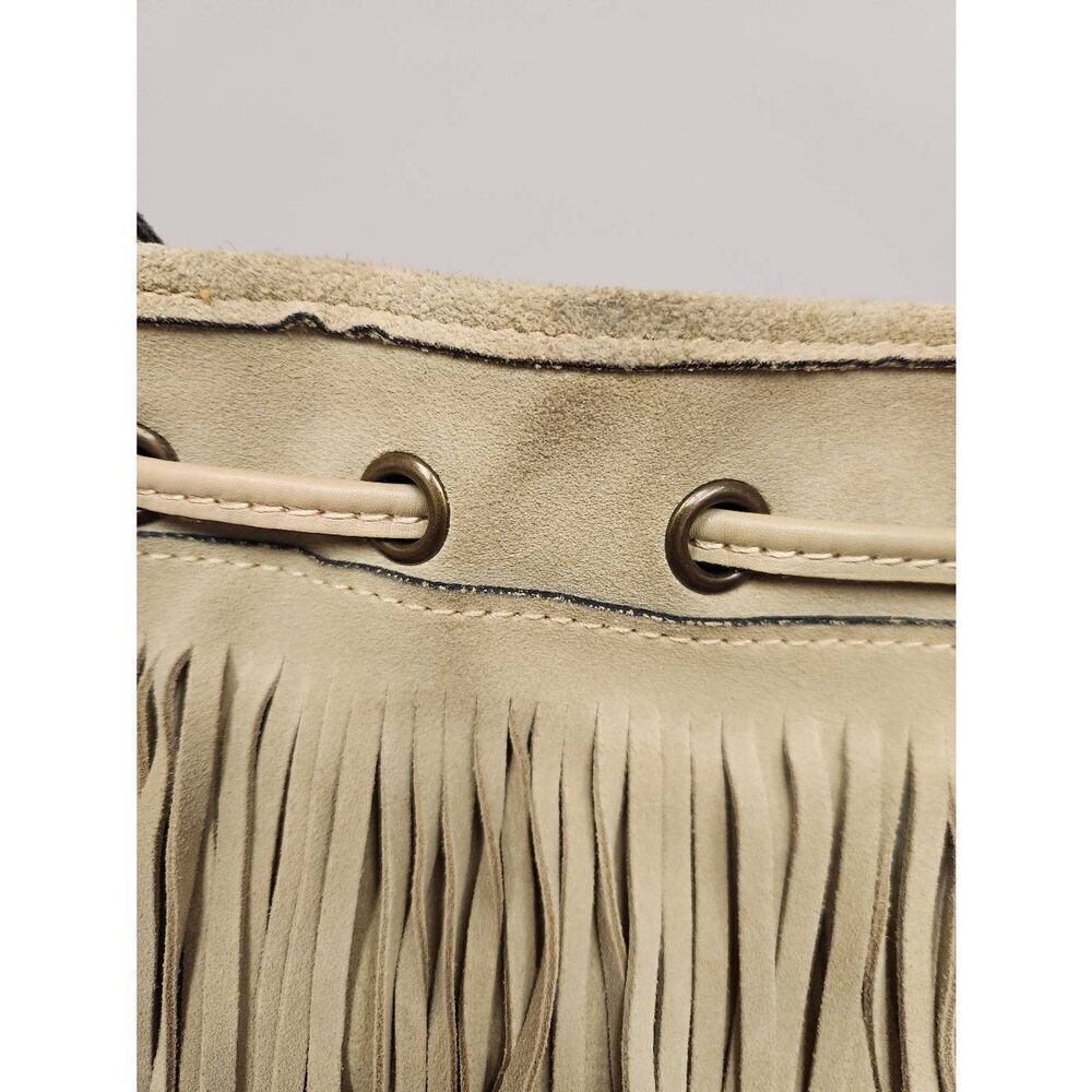 Patricia Nash Tan Suede Leather Fringe Bronte Bucket Crossbody Shoulder Bag - Picture 6 of 14